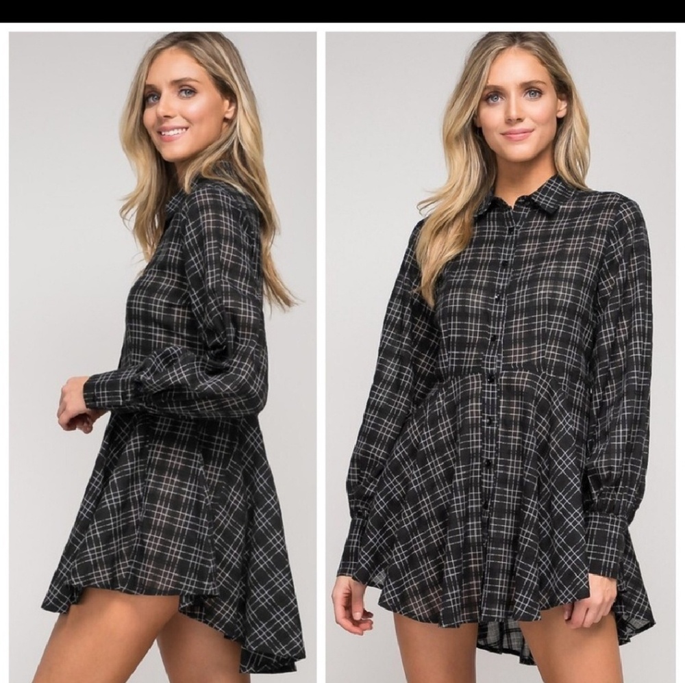 Checkered tunic dress top
